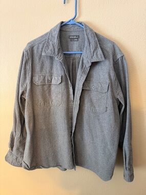 Eddie Bauer Men's Gray Button-Front Wool-Blend Shirt Jacket
